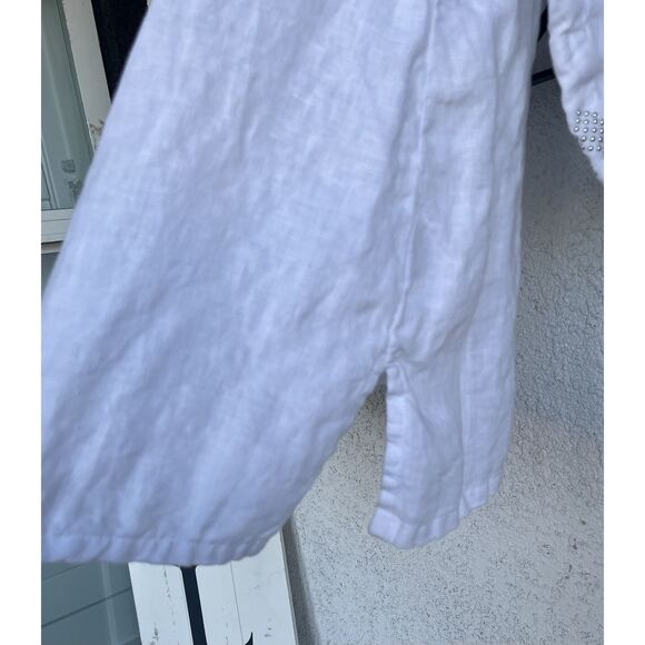 JM Collection Linen Embellished Tunic - Size XL- White - Picture 5 of 9